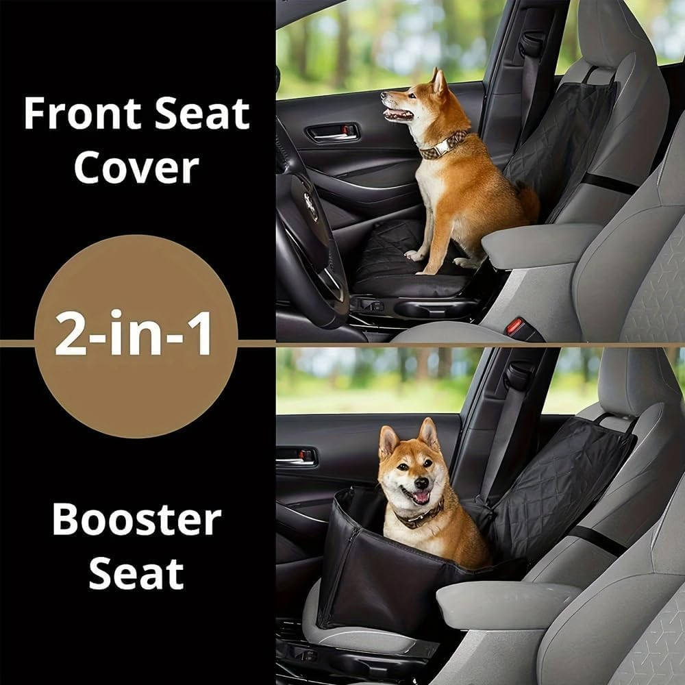 Fohouse Dog Car Seat Cover, Pet Dog Car Seat Cover for Front Seat, Full Protection Dogs Car Seat Cover with Side Flaps, Nonslip Scratchproof Front Seat Cover Fits for Cars, Trucks, Suvs, Jeep