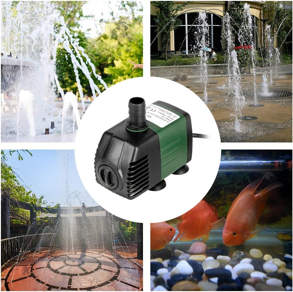 Submersible Water Pump 1500L/H 25W Water Pump for Fountain Aquarium Pond Garden and Ultra-Quiet Water Pump Hydroponics System with 2 Nozzles AC220-240V 2M Lift Height (1500L/H) image number 3
