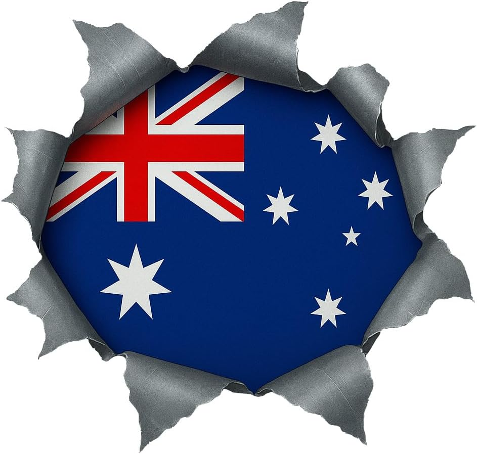 Australian Ripped Metal Flag Car Sticker &ndash; 21Cm X 20Cm Decal | Weatherproof 5-Year Outdoor Vinyl | Bubble-Free Application | Covers Scratches & Dents | Aussie Pride for Cars, Windows, Toolboxes image number 4