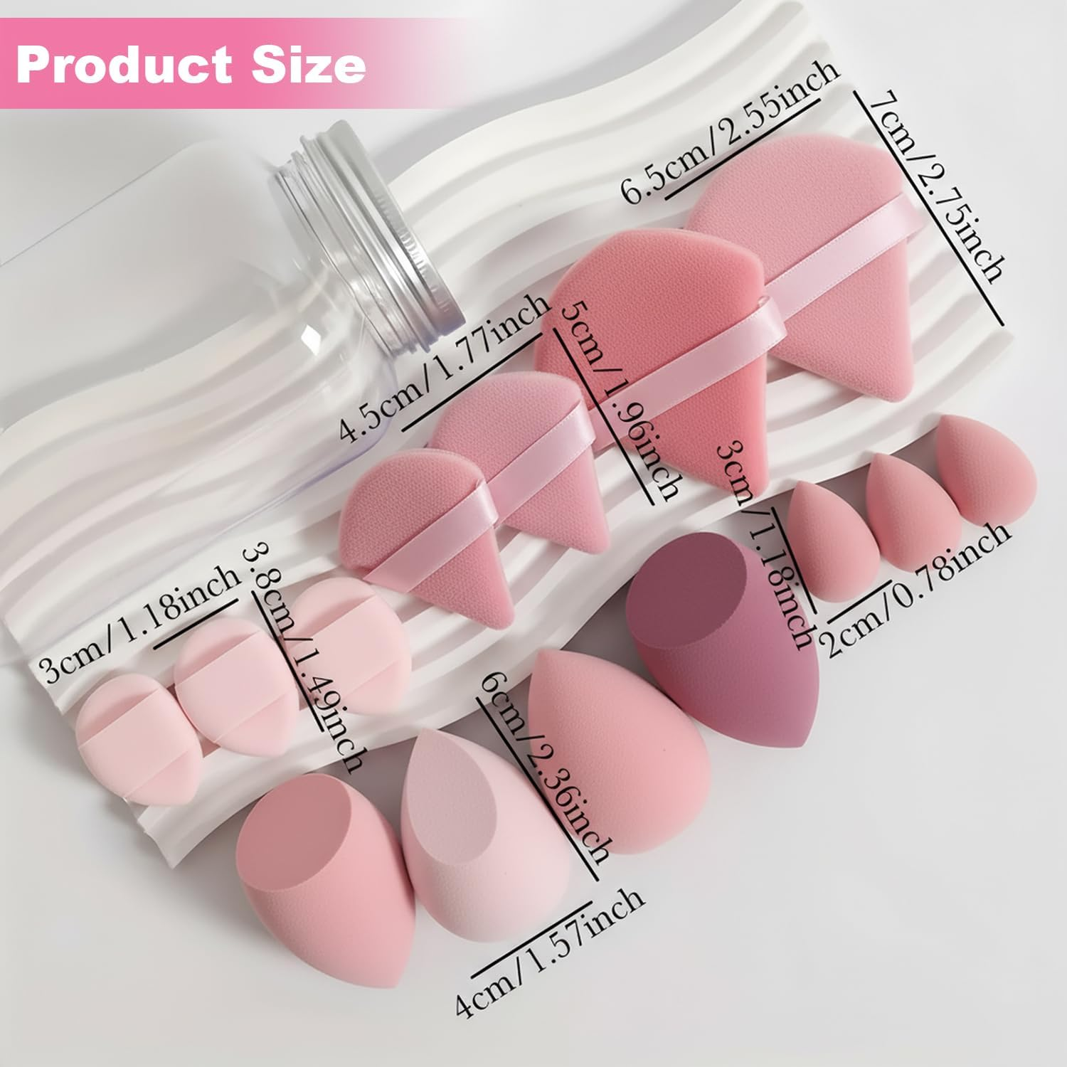 14 Pcs Makeup Sponge Set - Latex Free Blender Beauty Sponges for for Foundation, Liquid, Powder,Flawless Face Makeup Multi-Colored Foundation & Powder Applicators (Brown) image number 3