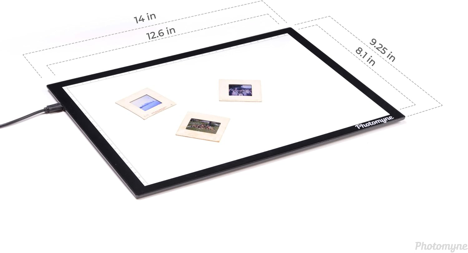 Photomyne Ultra-Thin 14X9.25 Inches/35.7X23.5 Cm USB Powered Light Pad for Supporting Photo Slide and Film Negative Scanning Including a USB Adapter - Black image number 5