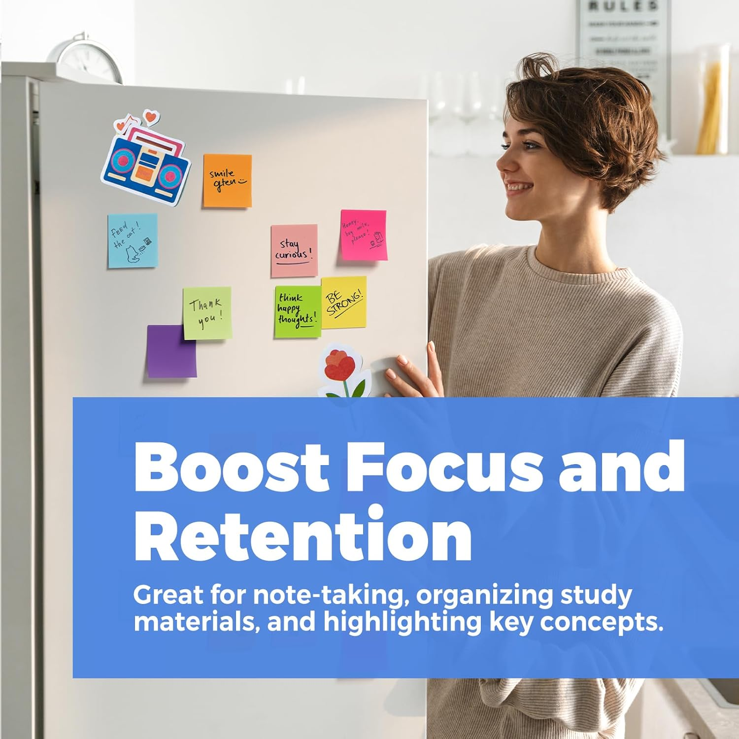 Maxgear Sticky Notes 3X3, 16 Pads Colorful Sticky Pads, Strong Adhesive Self-Stick Note Pads, Super Sticking Power Memo Pads, Leave Reminders Sticky Note on Smooth Surface, 60 Sheets/Pad image number 1