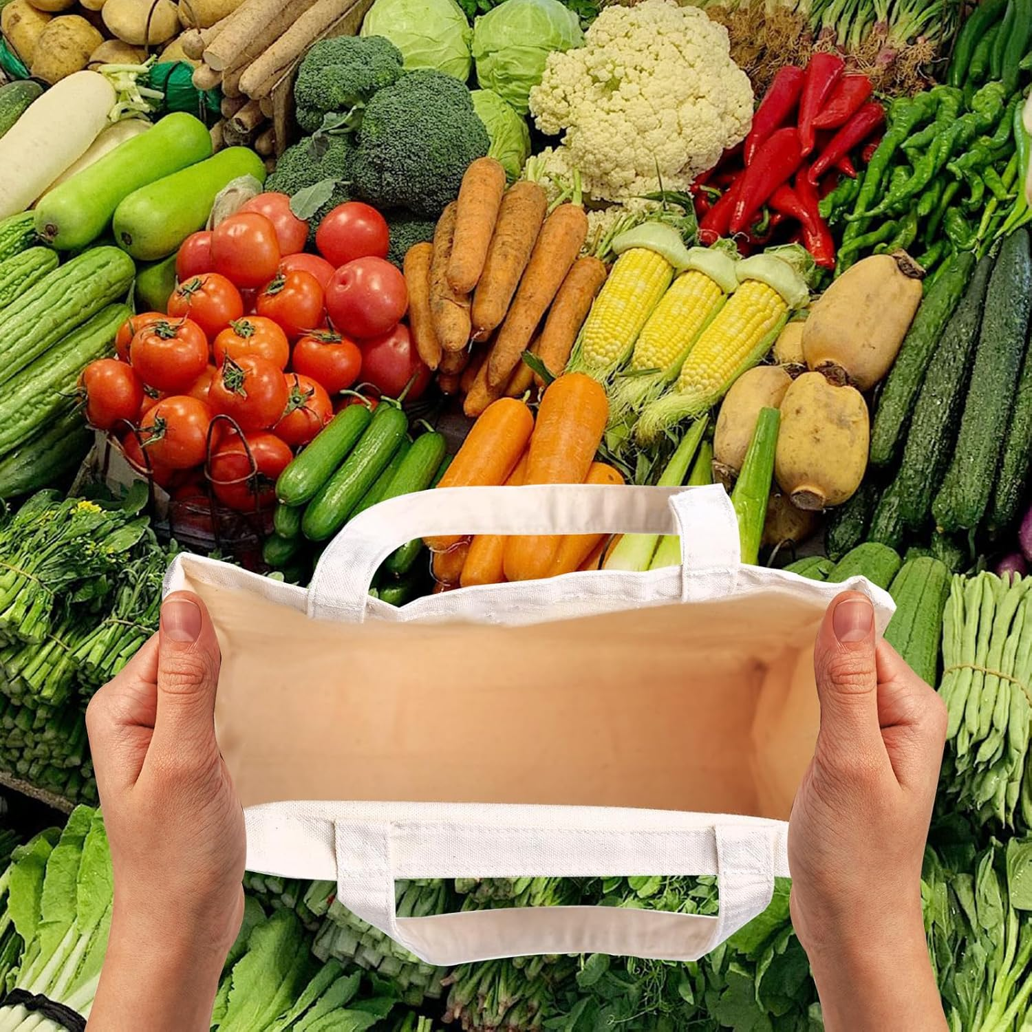 6 Pack Canvas Tote Bags, 16.5"X12.6" Tote Bags Multi-Purpose Reusable Blank Canvas Bags Use for Grocery Bags,Shopping Bags,Diy Gift Bags image number 4