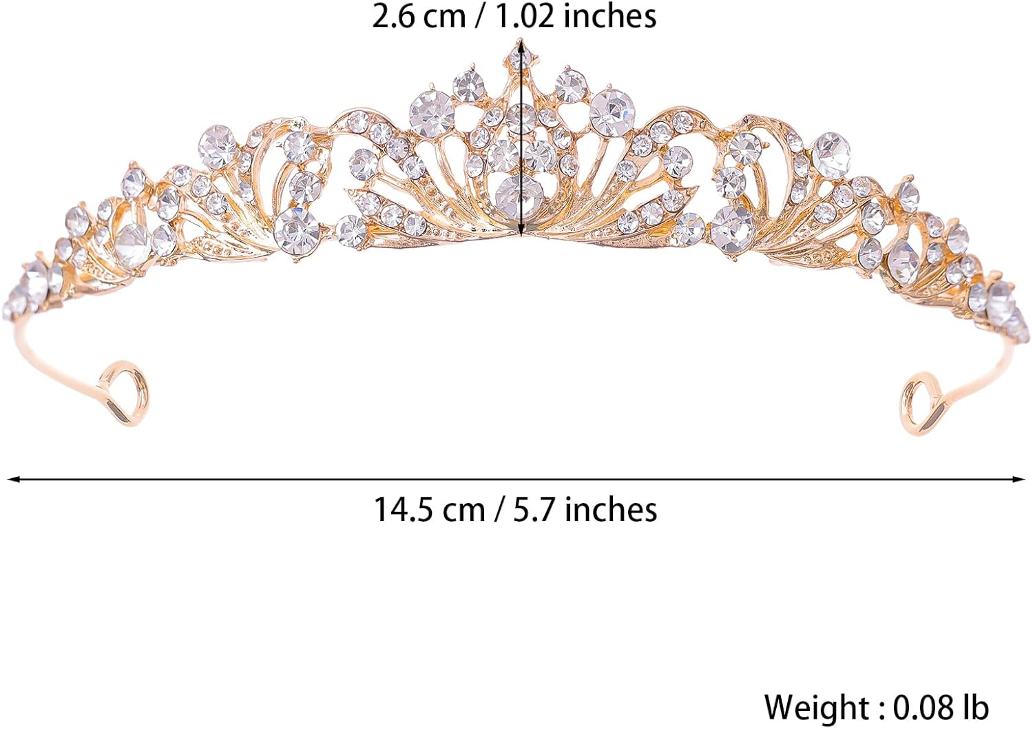 Feltent Tiara Crown for Women Wedding Tiaras for Bride Princess Crowns and Tiaras for Girl Rhinestone Crowns for Birthday Halloween Cosplay Christmas Party Prom Gifts - Gold image number 2