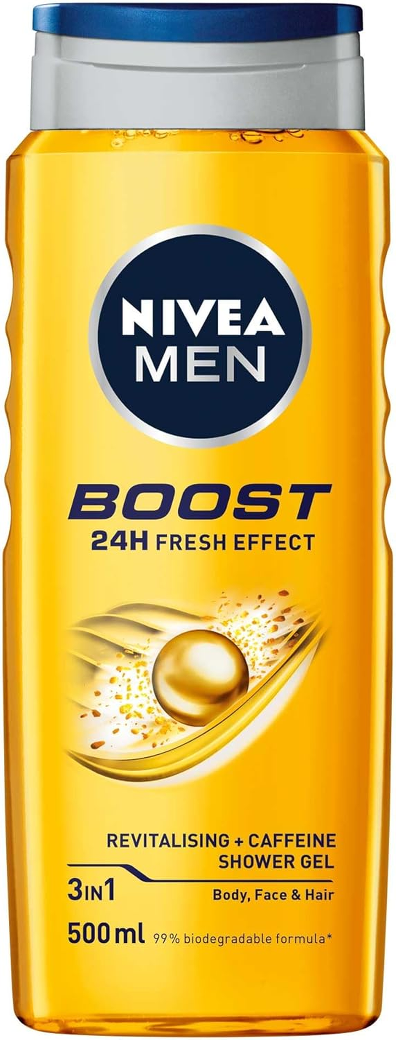 NIVEA MEN BOOST Shower Gel (500 Ml), Moisturising 3-In-1 Body Wash for Men with Naturally Sourced Caffeine, Revitalising NIVEA MEN Shower Gel image number 5