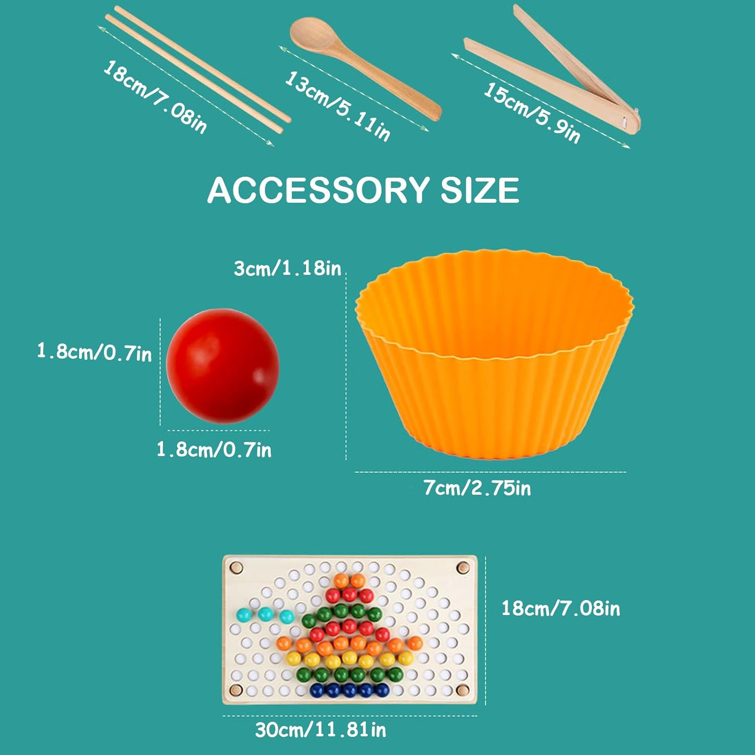 Montessori Toys 3 4 5 Year Old,Colour Sorting Game,Learning & Education Toy,Color Recognition,Chopsticks Clip Rainbow Beads Hands Brain Training, Fine Motor Skill Toys for Girls Boys image number 2