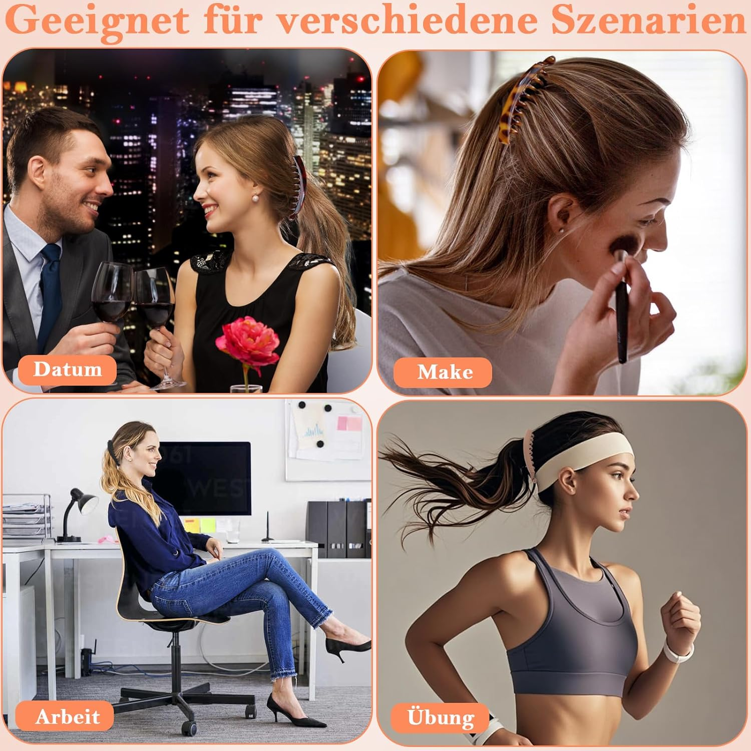 QESSUVNC Pack of 6 Large Banana Clips, Vintage Banana Clip Hair for Women and Girls, Suitable for Daily Life and Styling (6 Colours) image number 2