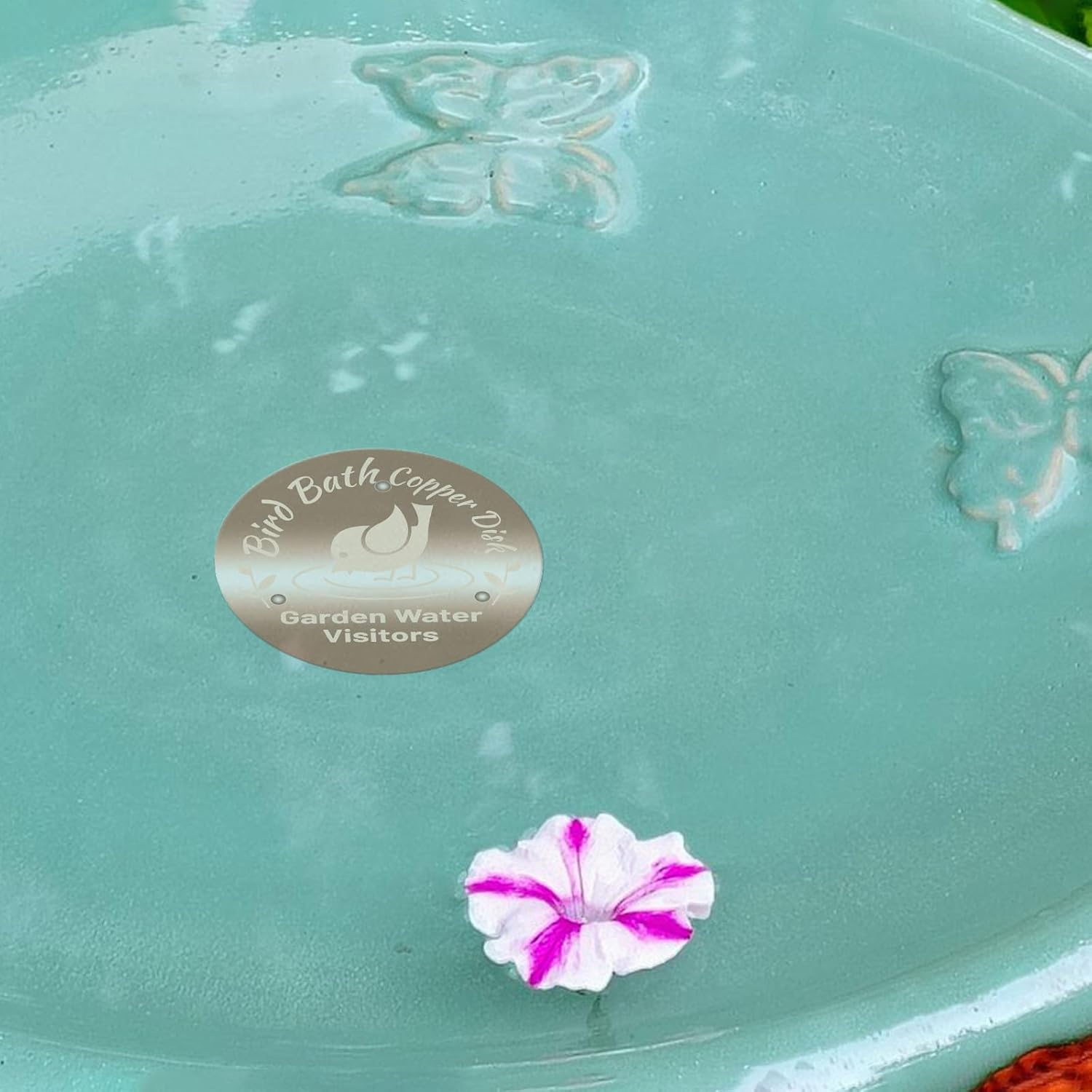 Pure Copper Bird Bath Disc, 3.94In/10Cm Diameter round Shaped Bird Bath Purification Disk for Physical Safe Clean Water and Outdoor Birdbath Tray Cleaning image number 2