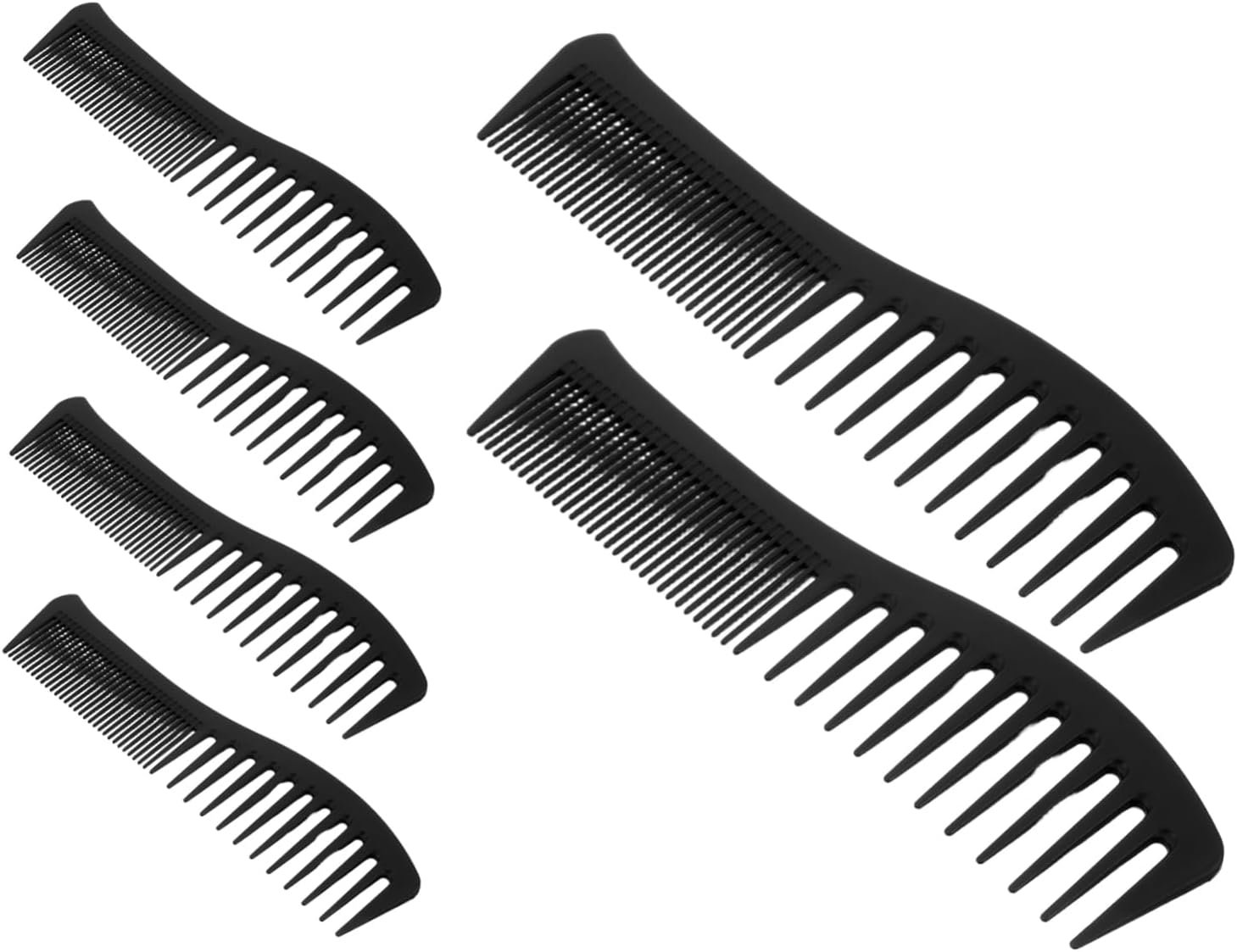 GOOHOCHY 6Pcs Dual Sided Wide Tooth Barber Combs for Men and Women Fish Shaped Grip Detangling and Styling Tools for Blow Drying Heat Resistant Smooth Knot Hair Care