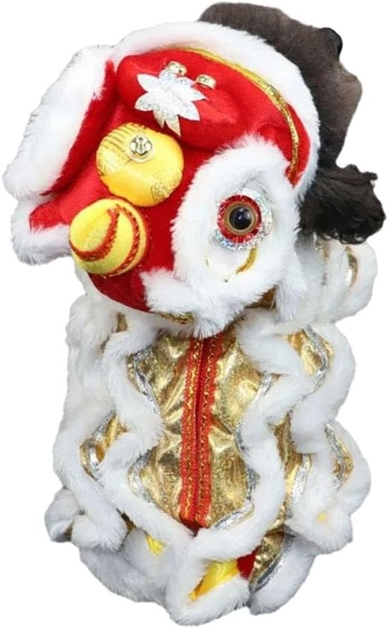 Lion Dance Dog Costume, Chinese Dragon and Lion Costume for Dogs - White||M