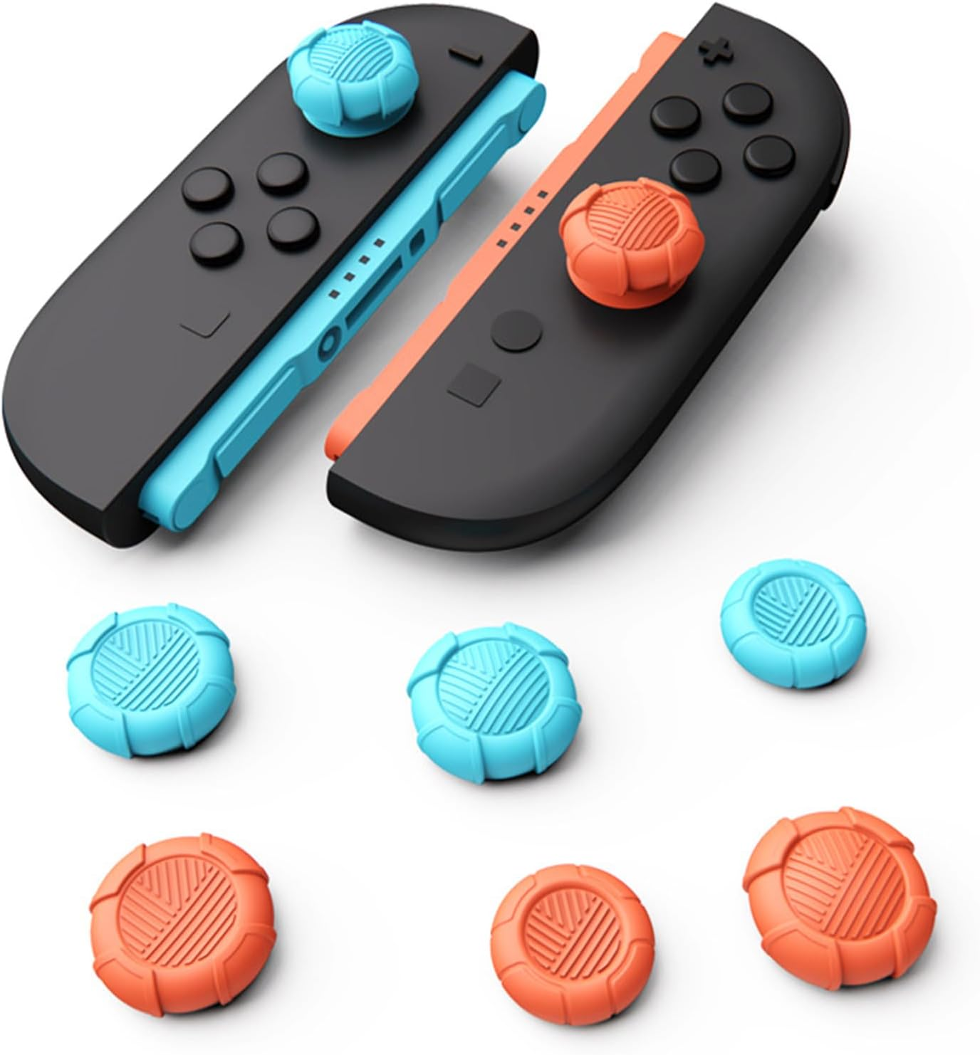 For Nintendo Switch 2 Thumb Grip (2025), Ergonomic Joycon Stick Covers Thumb Grip Caps Compatible with Switch2, for Improved Grip & Durability (Blue&Orange_3Pairs(6Pcs)) image number 3