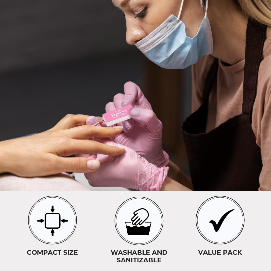 Forpro Sparkle Mini Buffer Sheet, Pre-Cut, Double-Sided Manicure & Pedicure Nail Buffers, Pink 400/White 4000 Grit, 39-Count image number 3