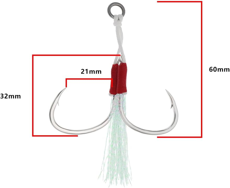 SG Store 5Pcs Double Jigging Assist Hooks Saltwater Dancing Stinger Jigging Hook for All Kinds of Jigging Vertical Jigging Baits Saltwater Jigging - Blue image number 6