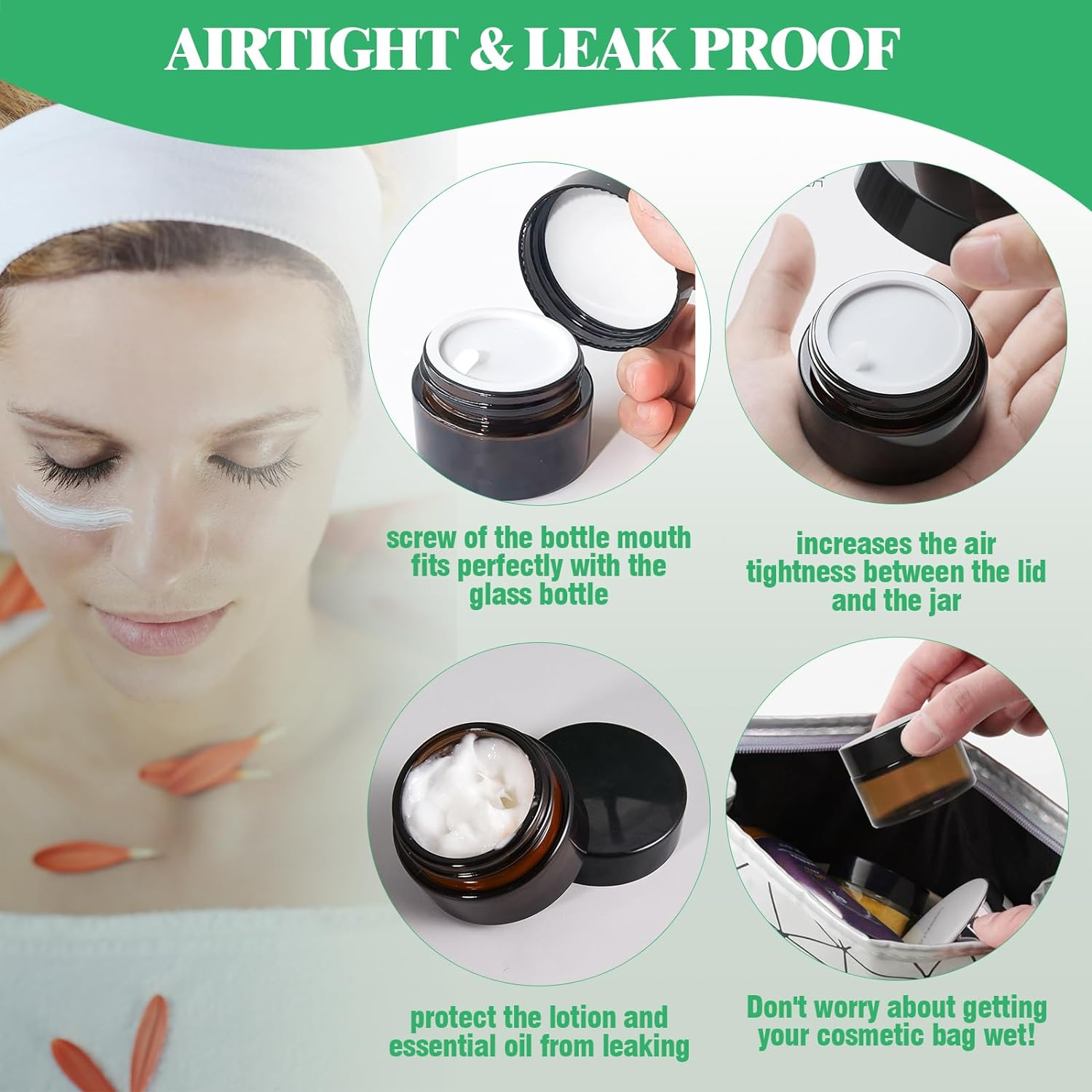 120Pcs 10G Amber Glass Jars Assortment Kit with Inner Liners and Black Lids, Spoons and Blank Labels for Storing Lip and Body Scrub, Lotion, Body Butter, Bath Salts image number 3