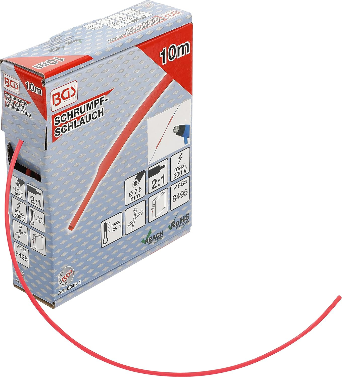 BGS Schrumpfschlauch Rot | &Oslash; 2,5 Mm 6846-1 Heat Shrink Tubing Box Red Diameter 2.5 Mm 10 M image number 5