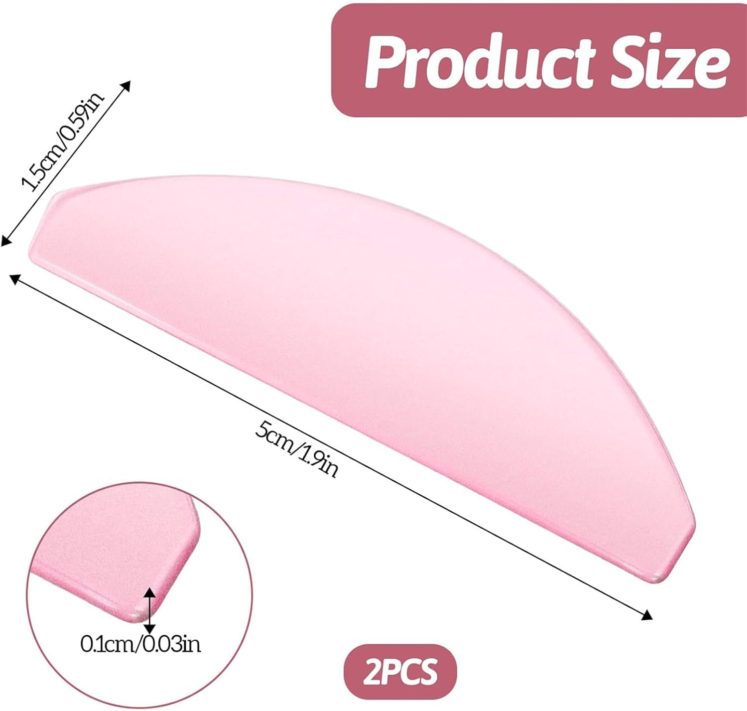 Kzvsiy 2 Pcs 1 MM Flat Lash Lift Shields for Korean Eyelash Perming, Professional Self-Sticky Ultra-Thin Lifting Pads for Salon Use, Softens Lashes Thoroughly (Pink) image number 2