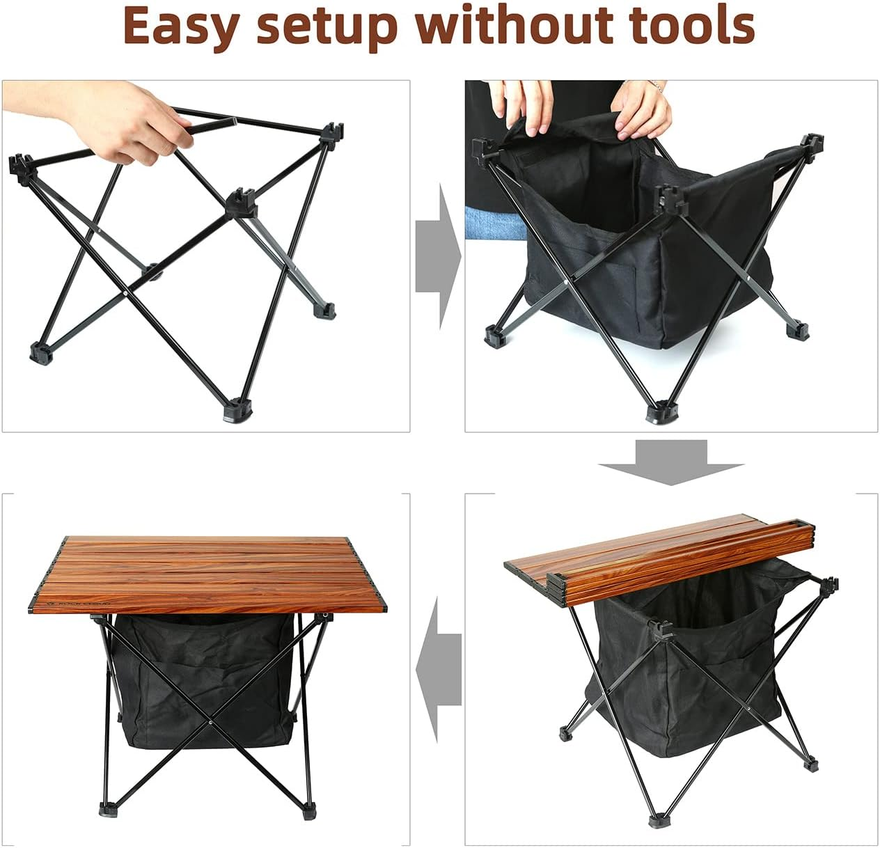 ROCK CLOUD Portable Camping Table Folding Aluminum Lightweight Camp Table Outdoor Ultralight for Camping Hiking Backpacking Fishing Picnic Beach BBQ Traveling Trekking image number 3