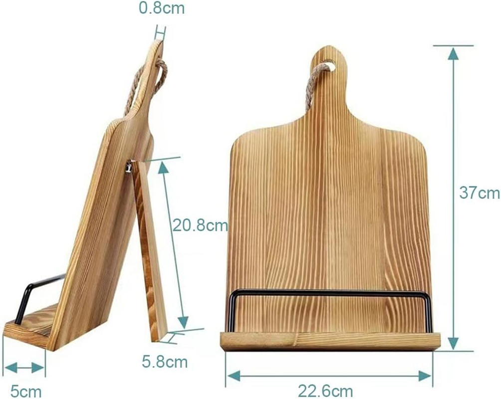 Kitchen Recipe Book Stand, Bamboo Cookbook Stand, Kitchen Book Holder, Recipe Holder for Kitchen Counter, Simple Wooden Reading Shelf, Adjustable Display Stand for Holding Cookbooks image number 4