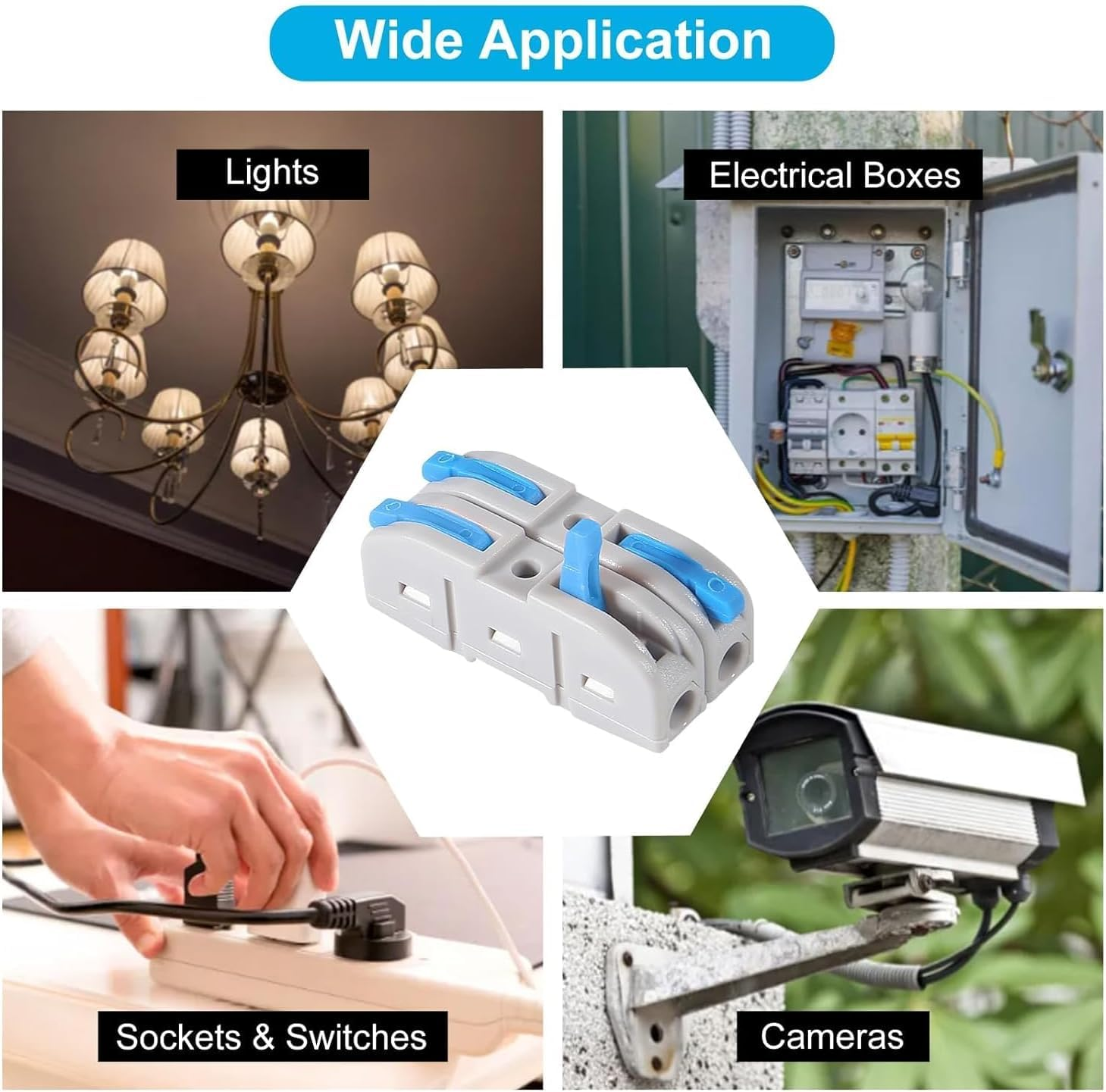 QCCAN 60Pcs Lever Wire Connectors, 1 to 1 Inline Assemblable Cable Connector, Electrical Connectors Wire Terminals for Any Circuit Inline Splices 24-12 AWG with Storage Box image number 4