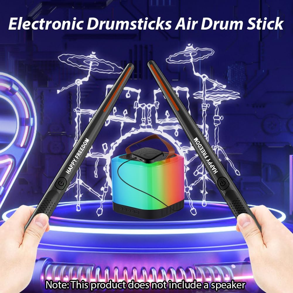 Daseeme Electronic Drumsticks a Drum Stick with 2 Foot Pedals 16D Speaker DSP Level Sound Card Low Delay Portable Electric Rhythm Drum Sticks for Beginners Adults Professional Drummer Student image number 2