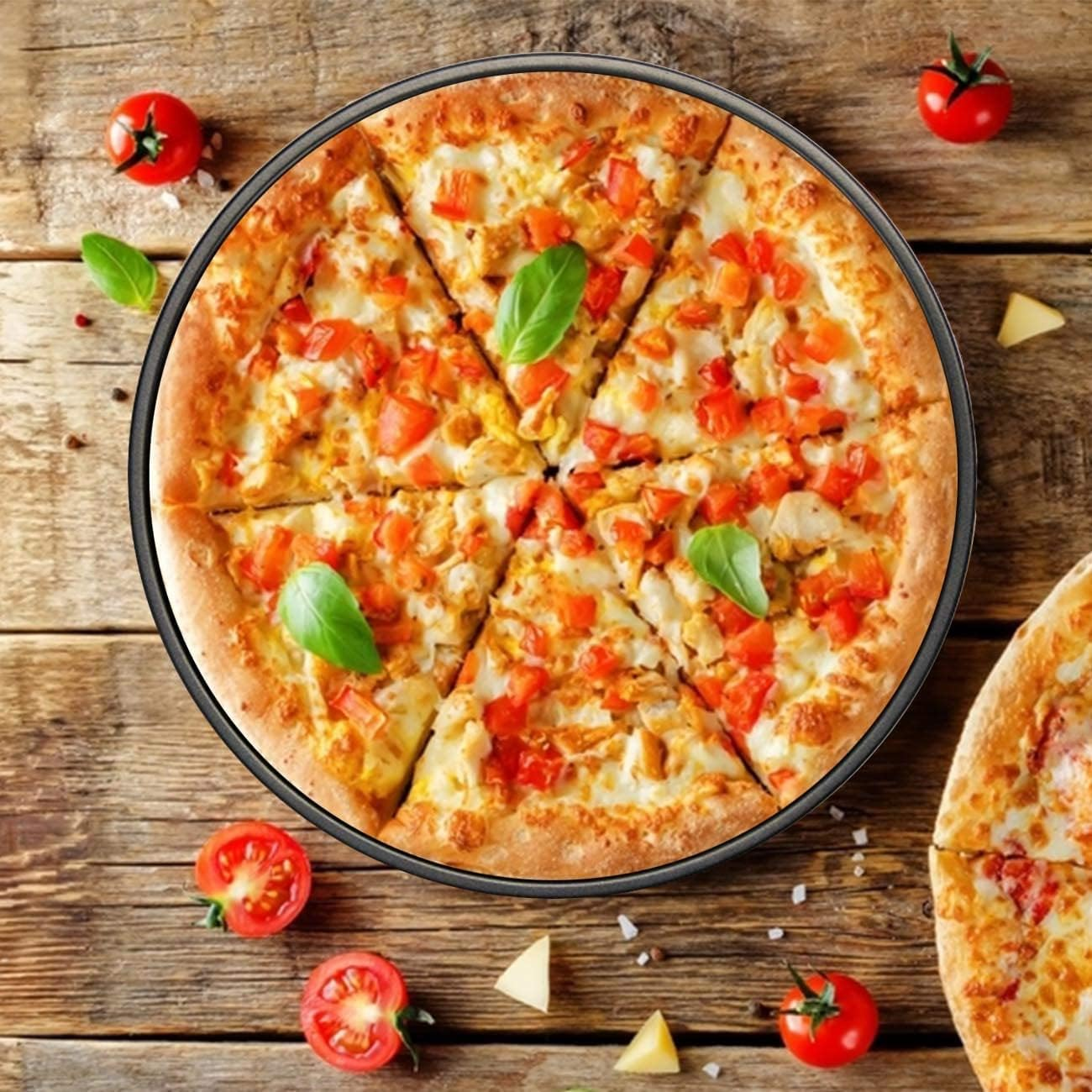 Pizza Pans with Holes 12 Inch Perfect Results Premium 2 Pack Non-Stick Bakeware Pizza Crisper Pan with Pizza Cutter for Home Kitchen image number 3