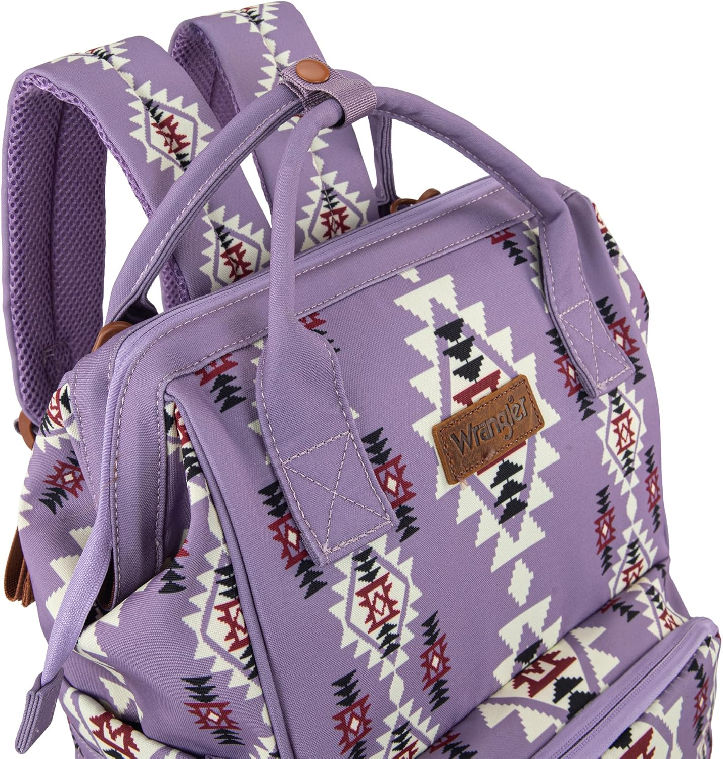 Montana West X Wrangler Aztec Backpack for Women Casual Daypack Travel Bags with Side Bottle Pockets - 3Pcs Light Pink image number 3