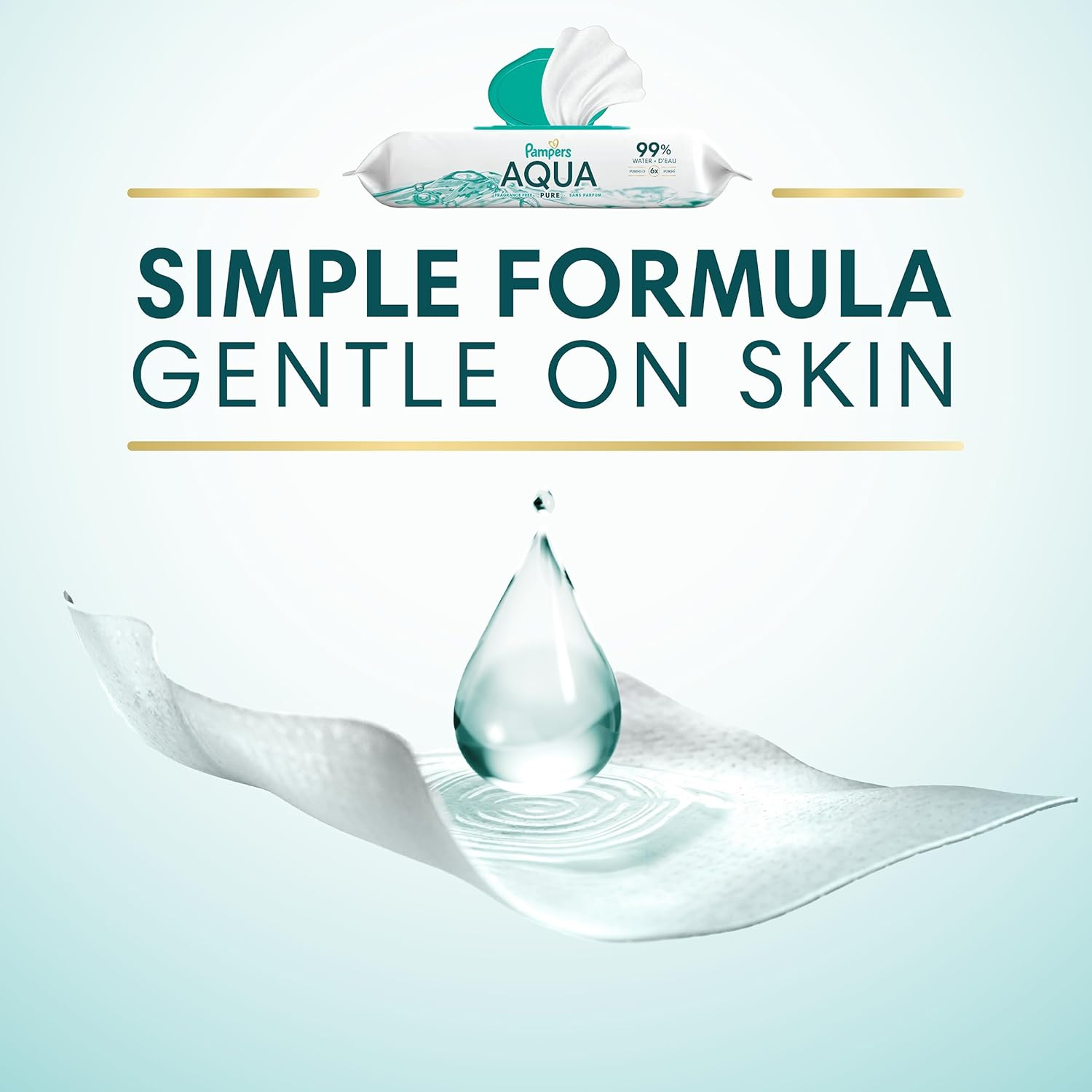 Pampers Aqua Pure Sensitive Baby Wipes 12X Pop-Top 672 Count image number 2