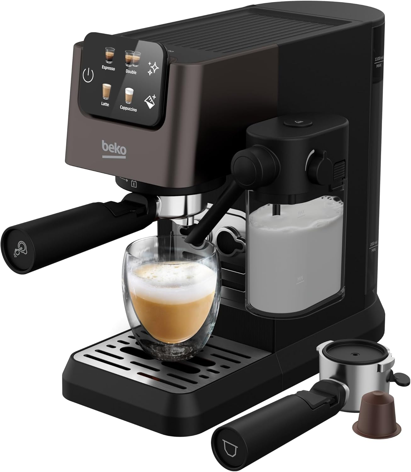 Beko Caffeexperto Bean to Cup Coffee Espresso Machine CEP5464DX | Black | Colour Touch Screen Display | 2L Capacity |19 Bar Pressure | 2 Coffee Nozzles & Milk Frother image number 1