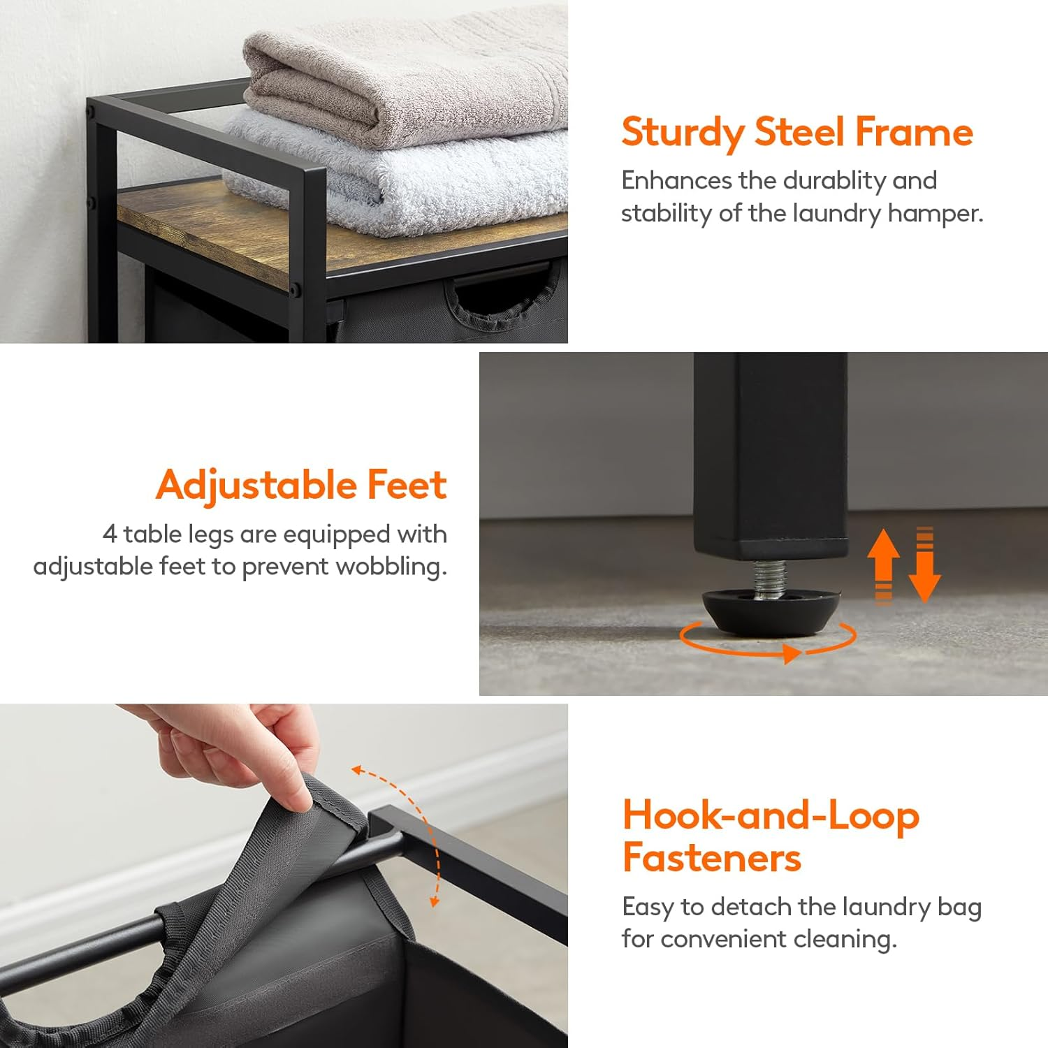 Lifewit Laundry Basket, 120L 3 Section Pull Out Laundry Clothes Hamper with Large Top Shelf and 3 Removable Bags and Handles, Laundry Sorter for Laundry Room Bedroom Bathroom and Dorm, Black