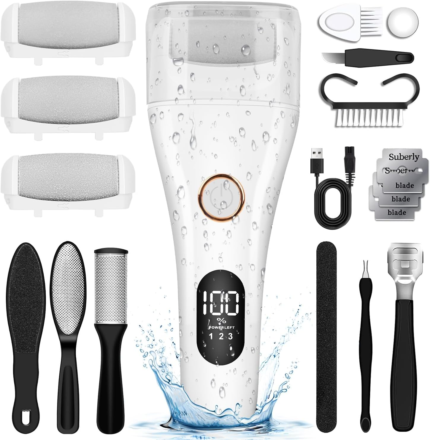 Callus Remover for Feet, Electric Foot Scrubber with Larger Grinder&Lcd Display,3 Speed Foot File Professional Pedicure Tools, Foot SPA to Remove Callus Cracked&Hard Dead Skin - Wet&Dry Using