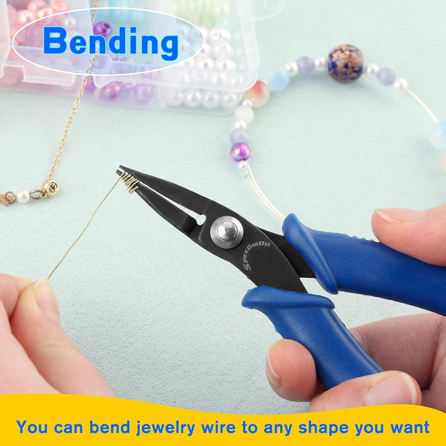 SPEEDWOX Mini Flat Nose Pliers Micro Chain Nose Pliers Needle Nose Pocket Plier Small Smooth Jaw Precision Miniature Fine Pliers Jewelry Making Tool, High Carbon Steel, Blue, 5.5" Chain Nose image number 4