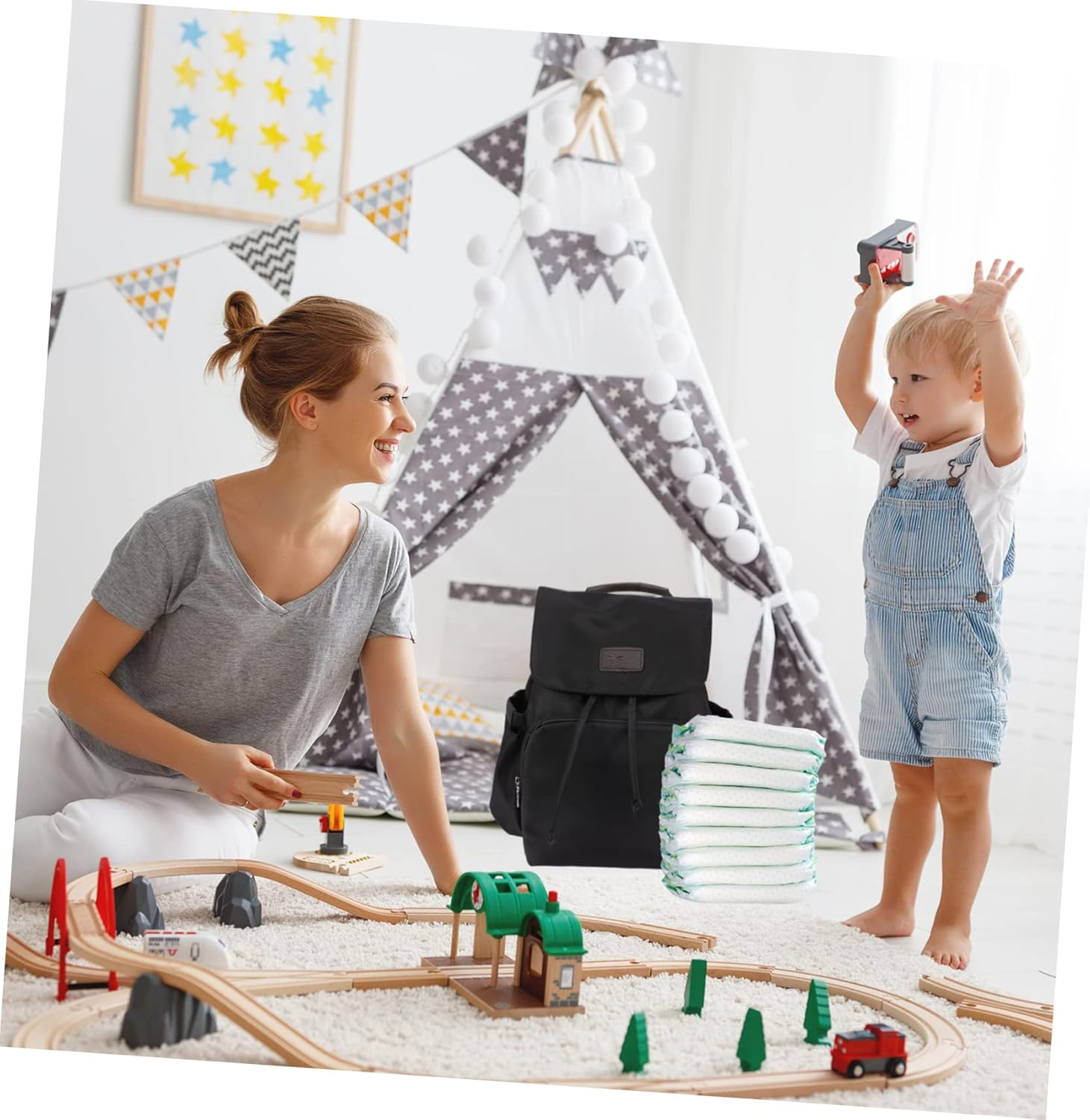 Nappy Changing Backpacks Diaper Bag Organizer Dry Wet Separation for Toys and Milk Bottles image number 2