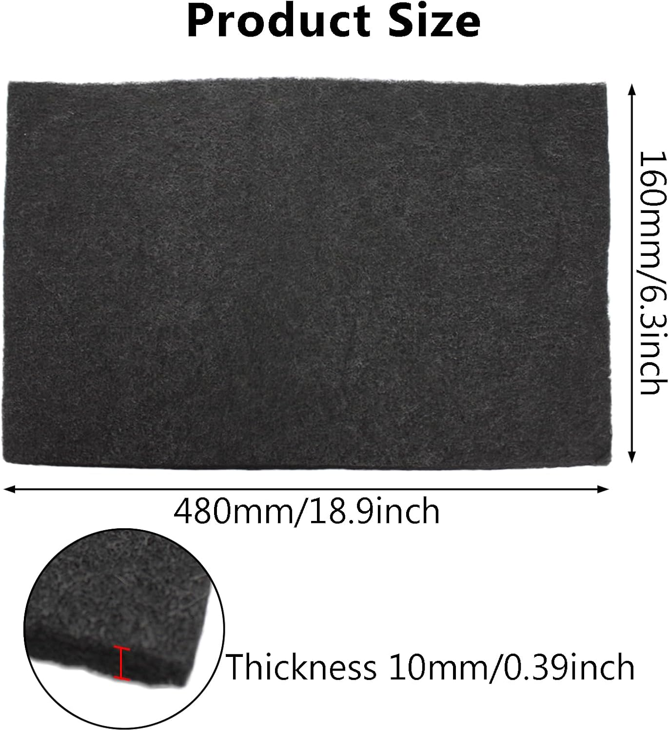 Acbbmns 2Pcs Universal Activated Carbon Filter, 480 X 160Mm X 10Mm Range Hood Filter Charcoal Sheet for Air Purifiers Furnace Filters image number 3