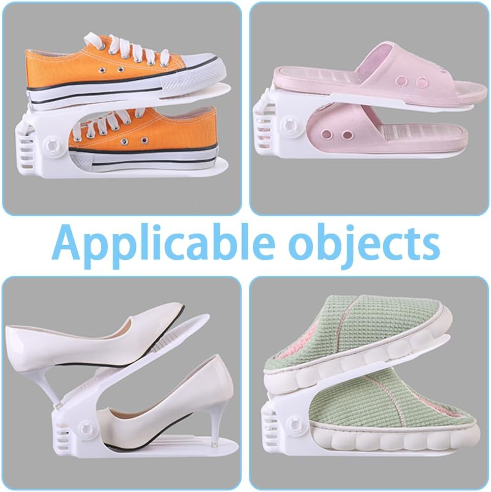 12 Pack Shoe Slots Organizer,Adjustable Shoe Stacker,Shoe Storage Holder,Double Layer Shoe Rack Organizer Holder,Sneakers Display Tray Rack,For Closet Organization image number 4