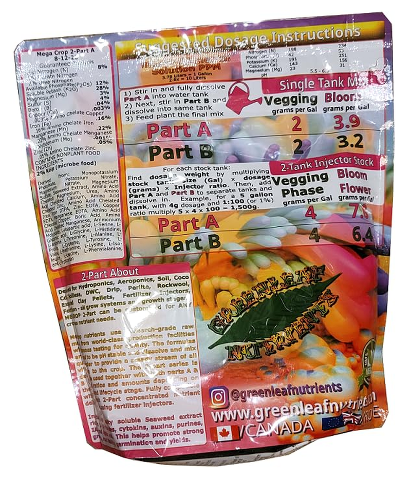 Mega Crop 2-Part a Hydroponic and Soil Base Nutrient for Plants with Organics NPK Compatible Jacks 5-12-26 image number 1