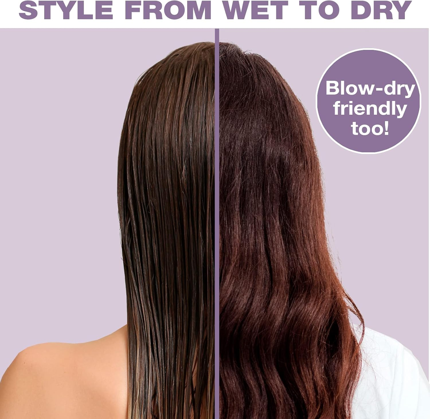 Conair the Knot Dr. for Mini Hair Brush, Wet and Dry Detangler with Clear Storage Case, Removes Knots and Tangles, for All Hair Types, Marblized Lavender Print image number 3