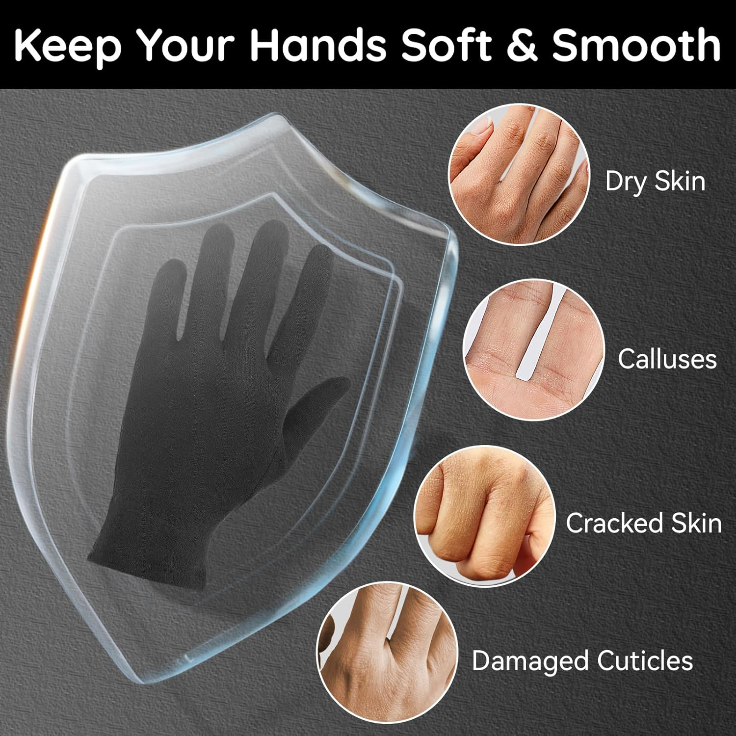 Segbeauty 12 Counts Elastic Black Cotton Gloves for Women, 6 Pairs Sleeping Moisturizing Cotton Gloves for Men with Elastic Band, Hand Spa Moisture Glove for Dry Hands Overnight, Sleep Lotion Glove image number 2