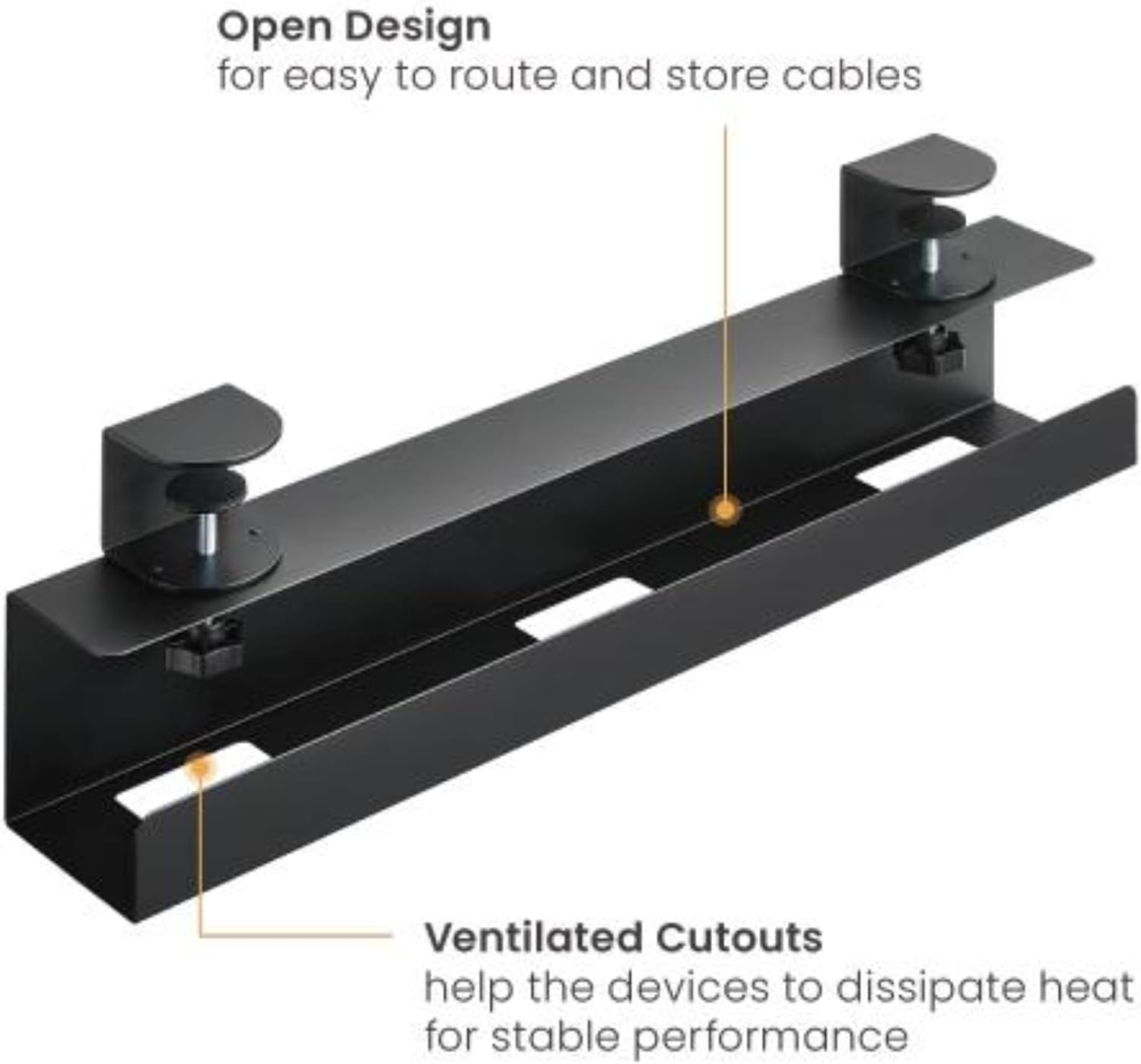 Brateck Clamp-On under Desk Cable Tray, Black image number 1