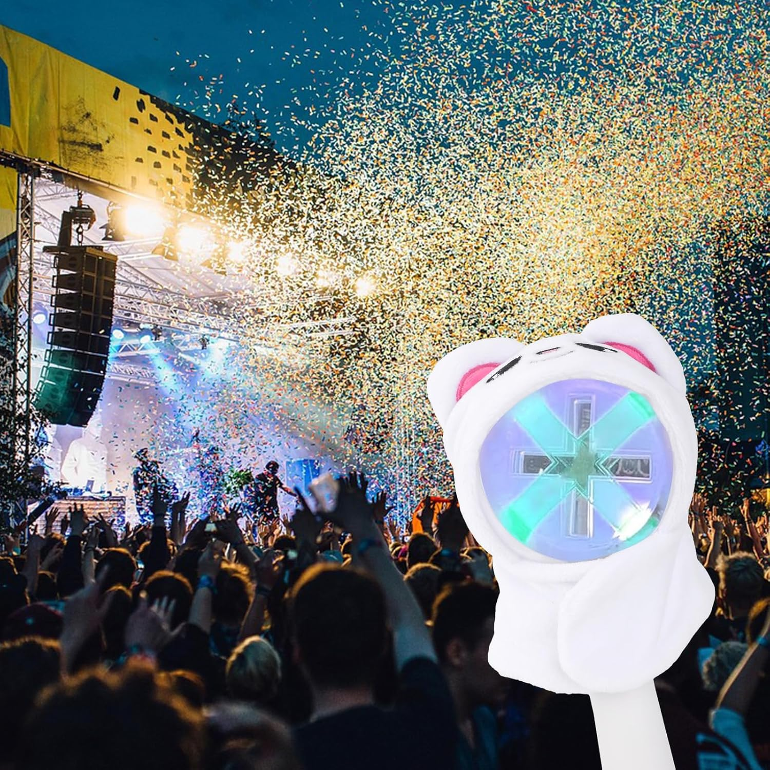 Lightstick Cover for Stray Kids, Cartoon Character Lightstick Holder Soft Plush Cloth Support Display Holder Compatible with Stray Kids Light Stick Ver1.0/2.0 (White Cat) image number 4