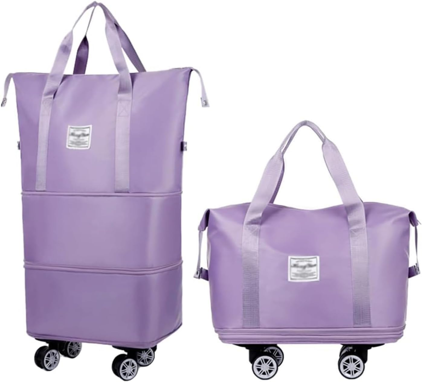 JIUSEGE Expandable Duffle Bag with Wheels &ndash; Folding Weekender Travel Tote Carry-On with Large Storage Space, Luggage Bag for Business Trips, Camping & Fitness (Light Purple) image number 2