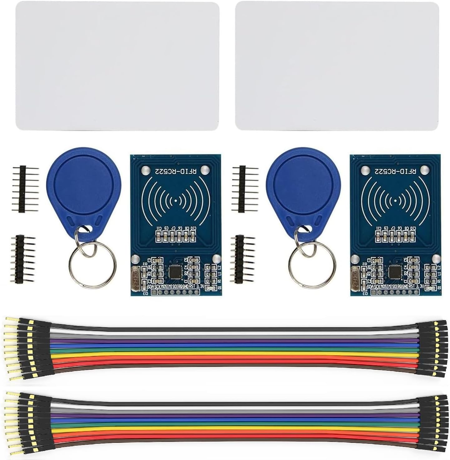 Wwzmdib 2 Pcs Mifare RC522 RFID Reader Writer Module Kit Compatible with for Arduino Raspberry Pi STM32 (With S50 White Card and Key Ring) image number 5