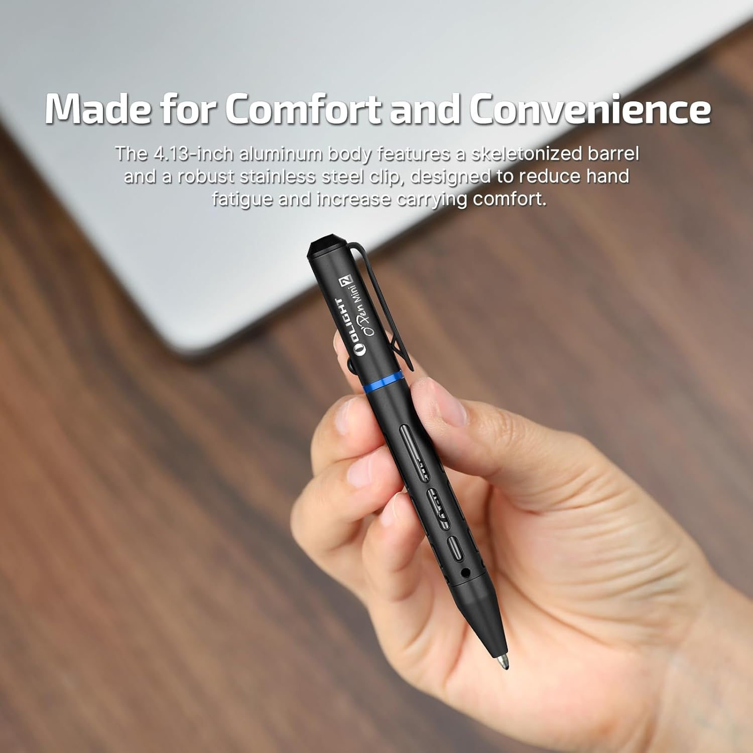 OLIGHT O'Pen Mini 2 Ballpoint Pen Replaceable EDC Black Ink Pens with Two Pencil Spare Tips for Office, Working, Writing, Construction Work and Gifts(Black) image number 4