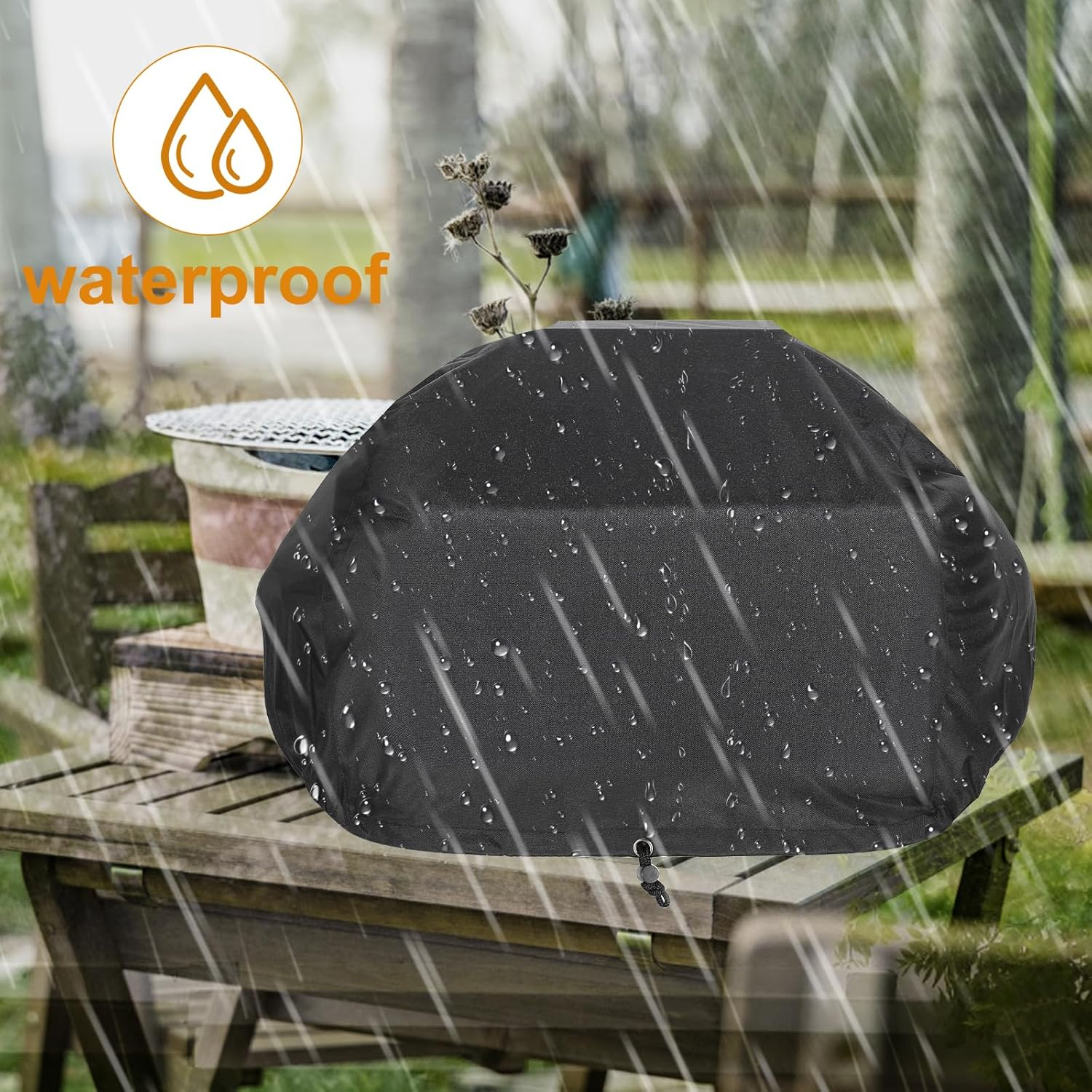 Amptaan Woodfire Outdoor Cover for Ninja Woodfire Pro XL Outdoor Oven OG800 and OG900 Series, Pizza Oven Cover with Adjustable Drawstrings and Elastic Bands, Pizza Oven Accessories image number 5