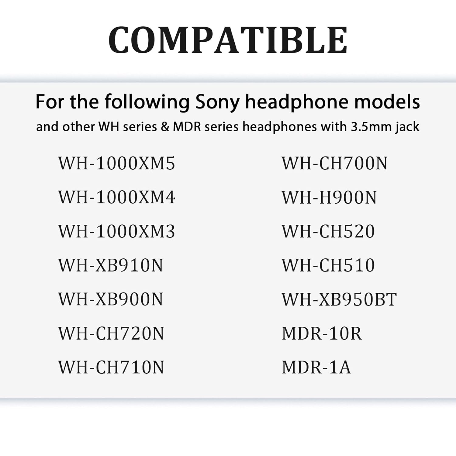 Adhiper WH-1000XM4 Replacement Headphone Audio Cable for Sony WH-1000XM5 WH-1000XM3 WH-XB910N WH-CH720N WH-CH710N WH-CH700N Wh-H900N,Aux Cord for WH-CH520 MDR-XB950BT MDR-1A MDR-10R Headphones image number 1