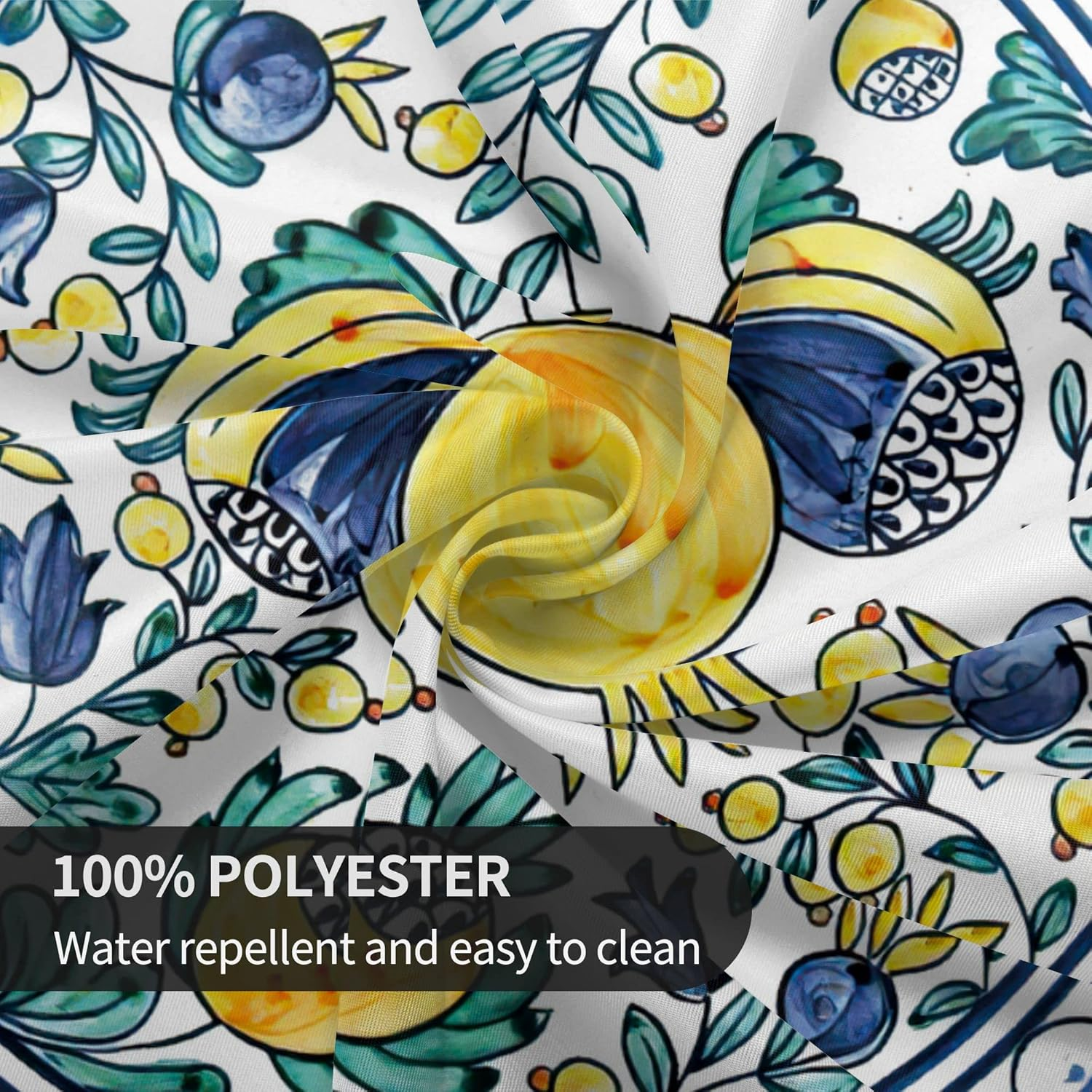 Round Tablecloth 60 Inch, Floral round Table Cloth, Stain Resistance, Water Repellent and Wrinkle-Free, Colorful Flower Circle Tablecloth for Home Kitchen Dining Party Patio Indoor and Outdoor Use image number 1