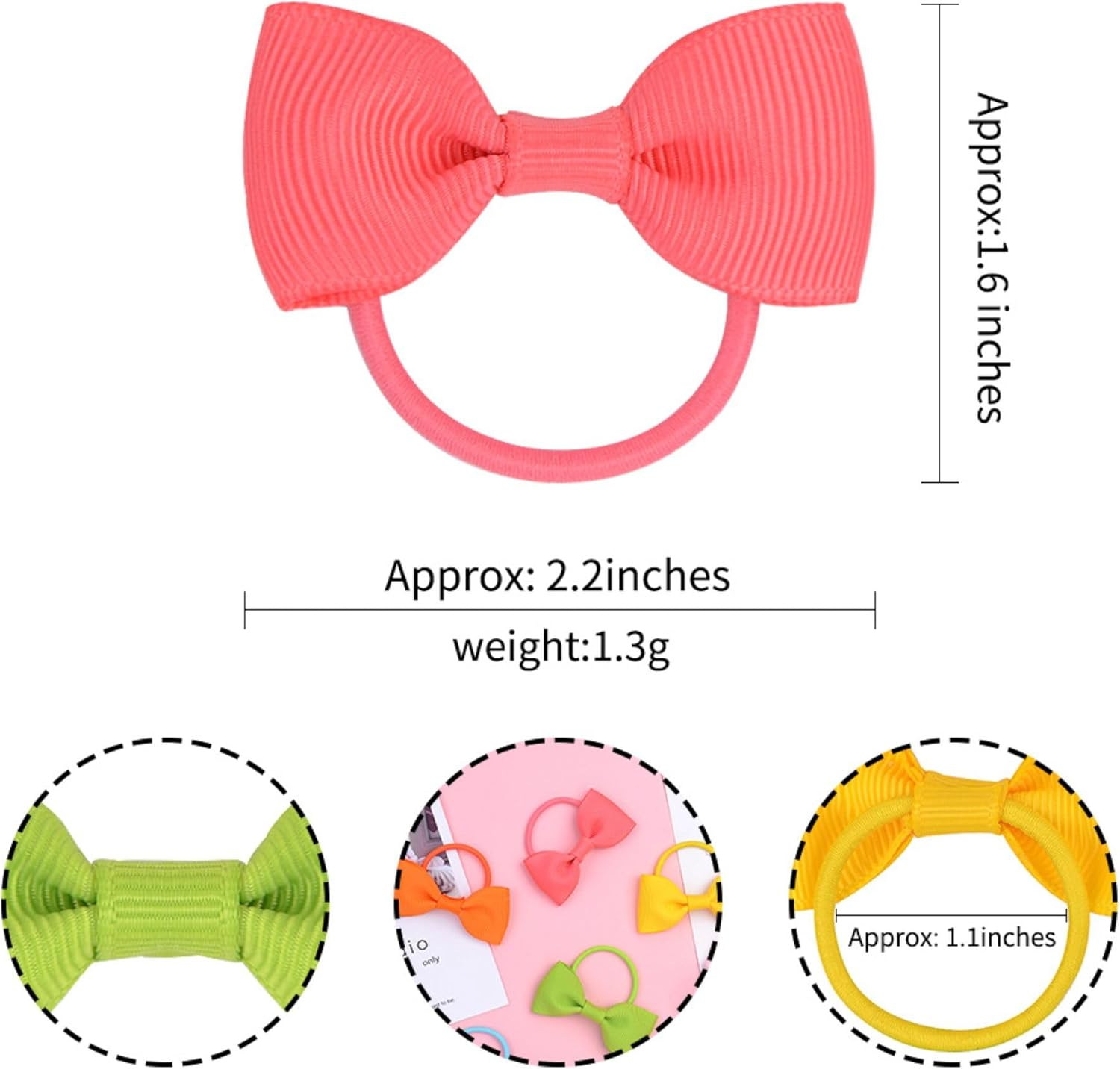 JOVALA 40 PCS Baby Hair Ties with Bows,2.2 Inch Elastic Loop Ponytail Holders Small Hair Ties for Baby Infants Toddlers Girls Kids Hair Accessories image number 1