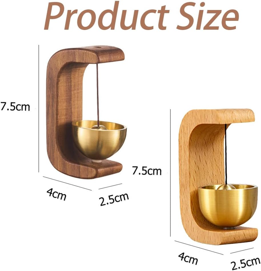 2PCS Shopkeeper Bell, Magnetic Wood Doorbell Wind Chime for Entrance, Easy Install with Golden Brass Bell, Compact Wood Style Bass Cute Reminder for Store Wardrobe Fridge image number 4
