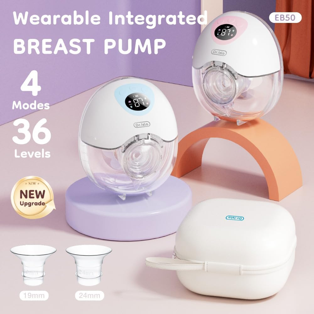 Breast Pump Hands Free EB50D, Wearable Breast Pump of Baby Mouth Double-Sealed Flange with 4 Modes & 36 Levels, Electric Breast Pump Portable - Memory Function, 27Mm 24Mm 19Mm Flanges, 10-Piece Set image number 3