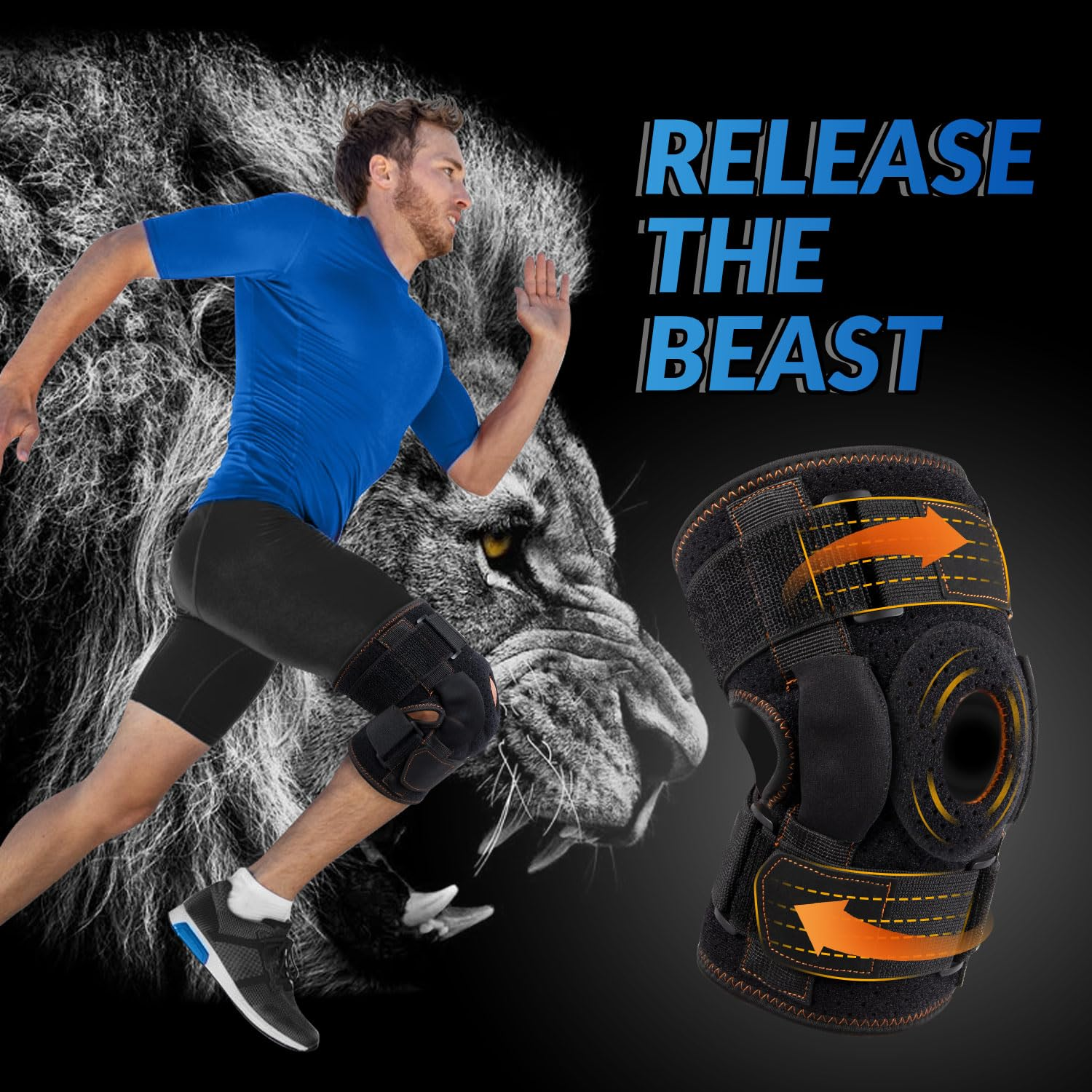 AUTOWT Professional Hinged Knee Brace, Adjustable Compression Knee Support Wrap for Men Women, Open Patella Knee Wrap for Running, Arthritis, Meniscus Tear, ACL, MCL, Injury Recovery, Pain Relief (M) image number 4