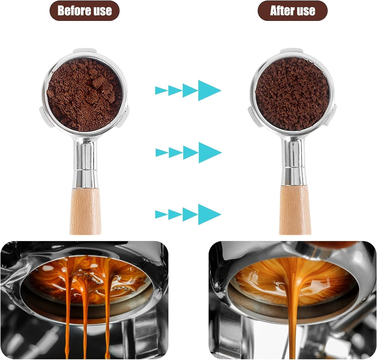 BEANPRECOY Espresso Coffee Stirrer 6 Needles 0.4Mm Coffee Grounds Needle Distribution Tool for Espresso Distribution Natural Wood Handle and Stand Professional Barista Hand Distribution Tool image number 4